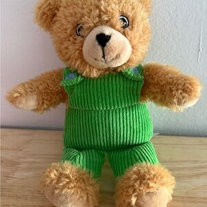 Corduroy Teddy Bear in Green Overalls